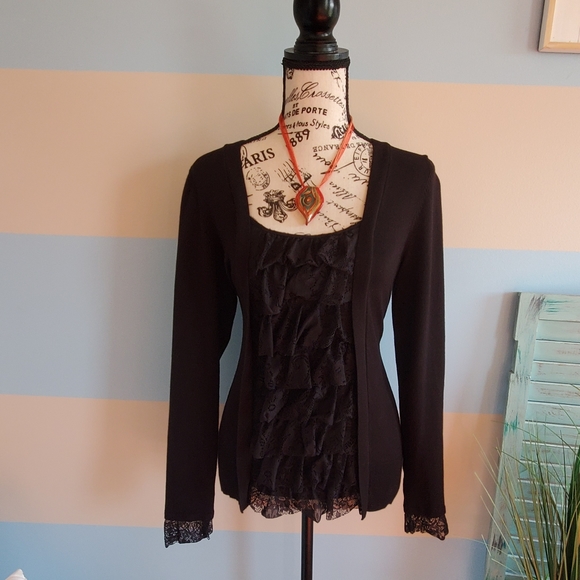 INC International Concepts Tops - 🔥SALE🔥INC Black Lace Long Sleeve Shirt